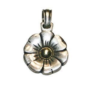 Vintage Sterling Silver and 18k Yellow Gold Flower Pendant